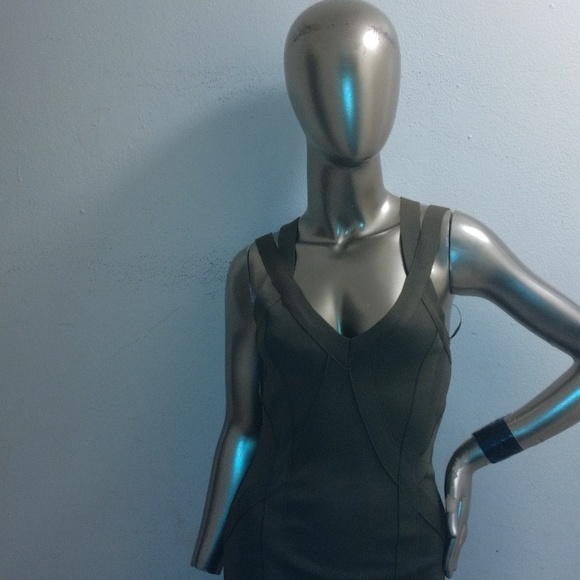 Tally weijl sweet pea green bodycon dress criss cross shoulder design size small - Picture 3 of 13